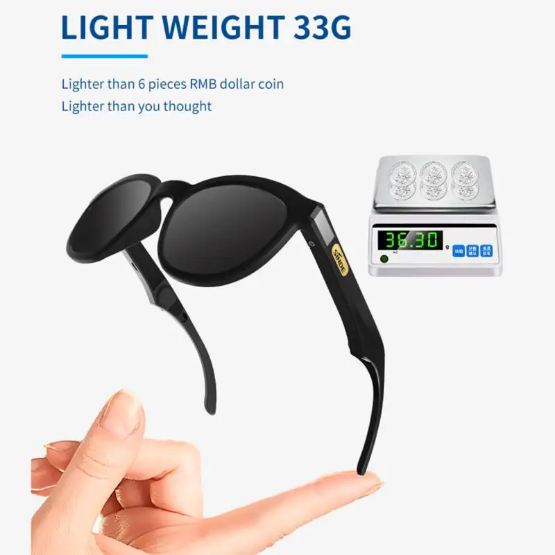 저렴한 1pc 새로운 G4 스마트 안경 무선 블루투스 호환 선글라스 뼈 전도 헤드폰 스포츠 헤드셋 사이클링 운전