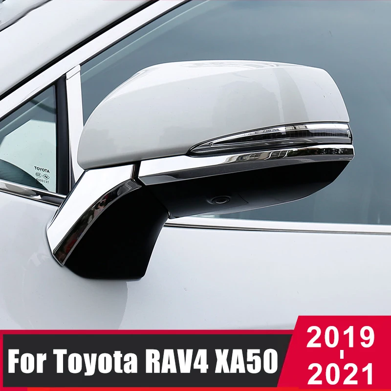 

Car Rear View Mirror Sticker For Toyota RAV4 2019 2020 2021 RAV 4 XA50 ABS Chrome Rearview Mirror Side Cover Strips Accessories