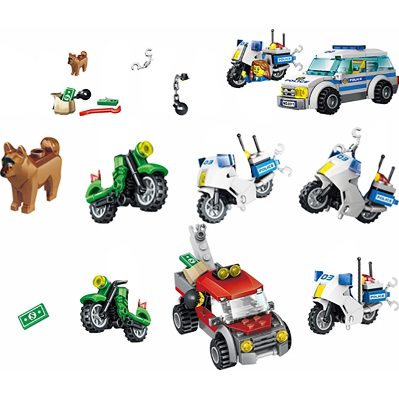 

Mailackers City Police Station Architecture Set Swat Team Truck Building Blocks City House Policeman Car Bricks Toy For Children