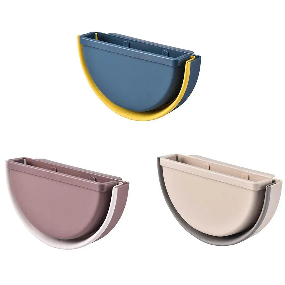 Semi-circular Folding Trash Bin Kitchen Hanging Can Mini Large Capacity Wall Lazy Storage Box | Дом и сад