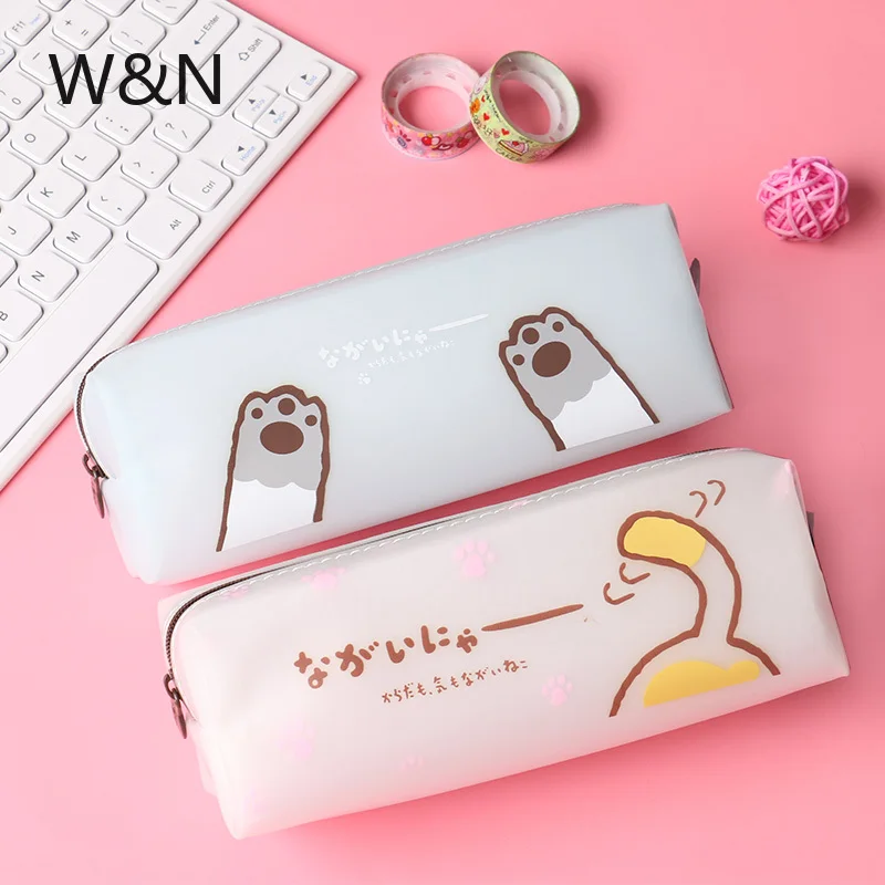 Пенал Kawaii Cat Unicorn Большой Вместительный пенал Милые силиконовые карандаши чехол