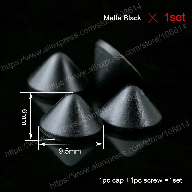 6mm Matte Black Конусообразные шипы шпильки для ног, обернутые в мешки с шпилькой для пояс с запахом, сумка, шляпа, обувь, кожаные чокер аксессуары своими руками - Цвет: 6mm Matte Black