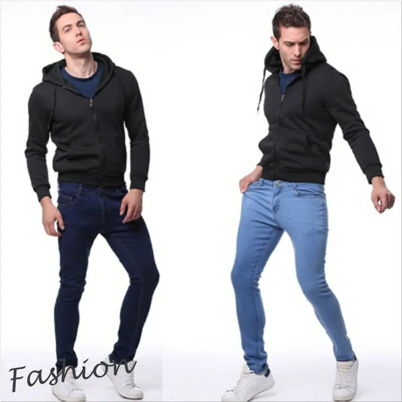 

Fashion Men's Biker Ripped Skinny Jeans Trousers Frayed Slim Fit Denim Pants Elastic Waist Harem Pants Jogger Clothes S-2XL