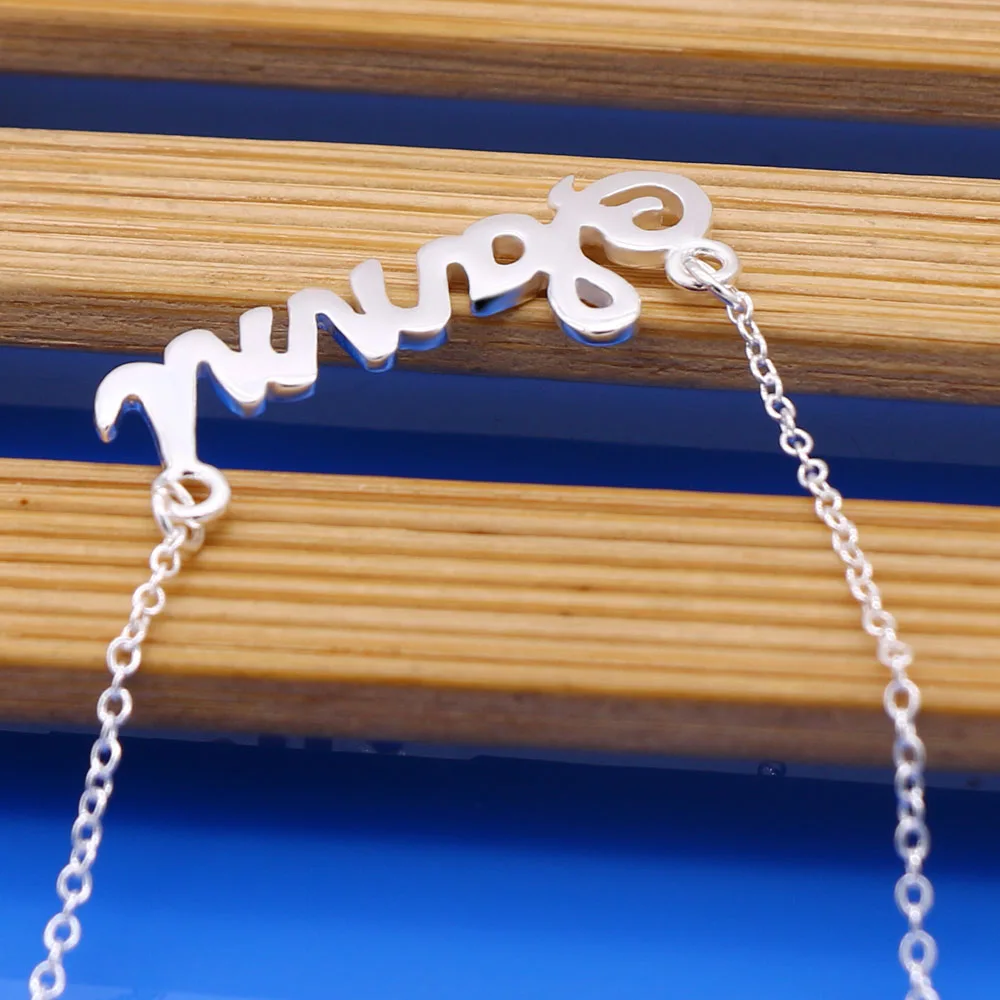 Роскошные 925 Серебро Письмо подвеска на цепочке ожерелье в Корейском стиле
