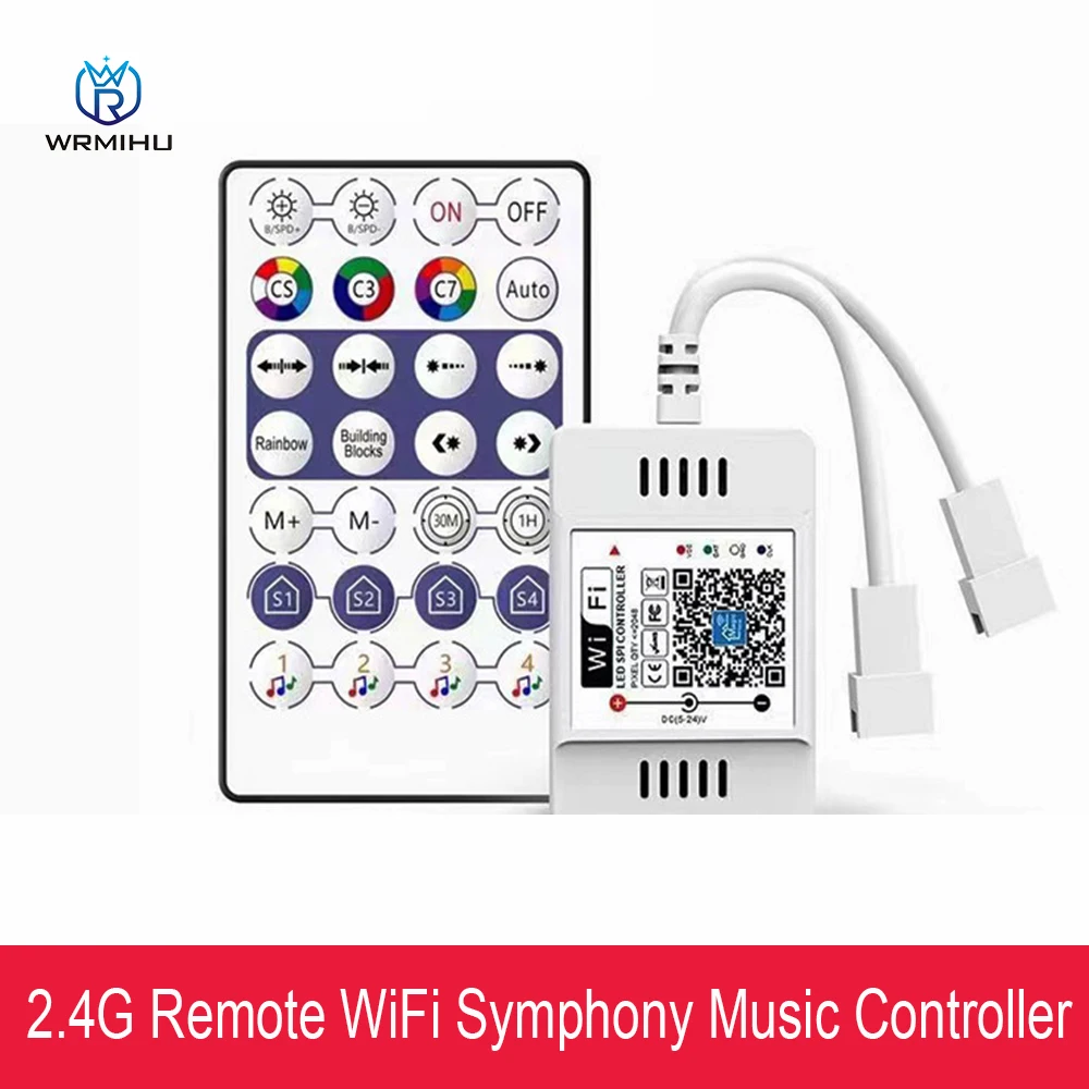 DC5-24V WiFi Symphony Music Double Head Controller 2.4G Remote Wireless Smart Phone APP Control For WS2812B WS2811 Light Strip