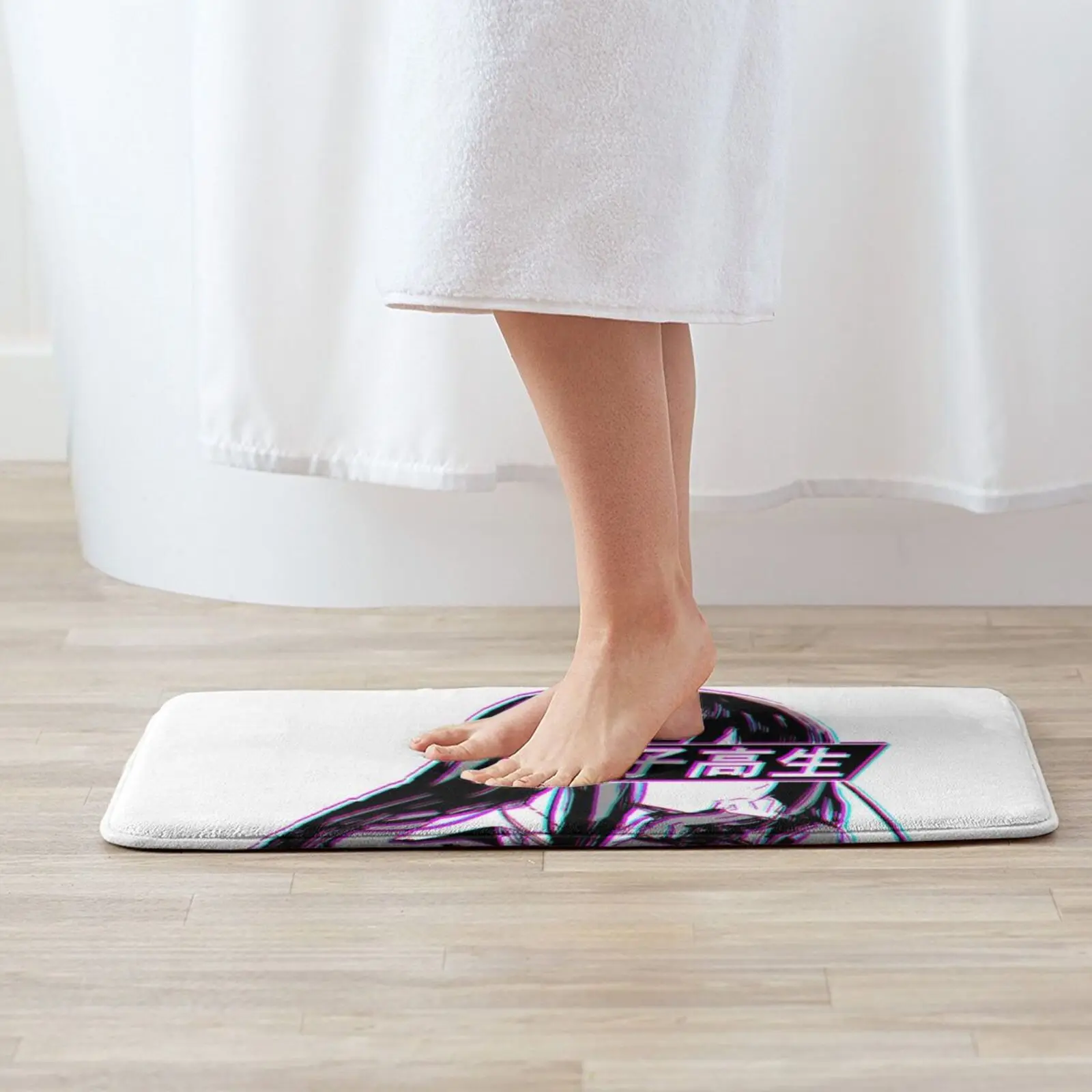 Школьница Блестящий грустный японский аниме эстетический коврик Коврик Подушка