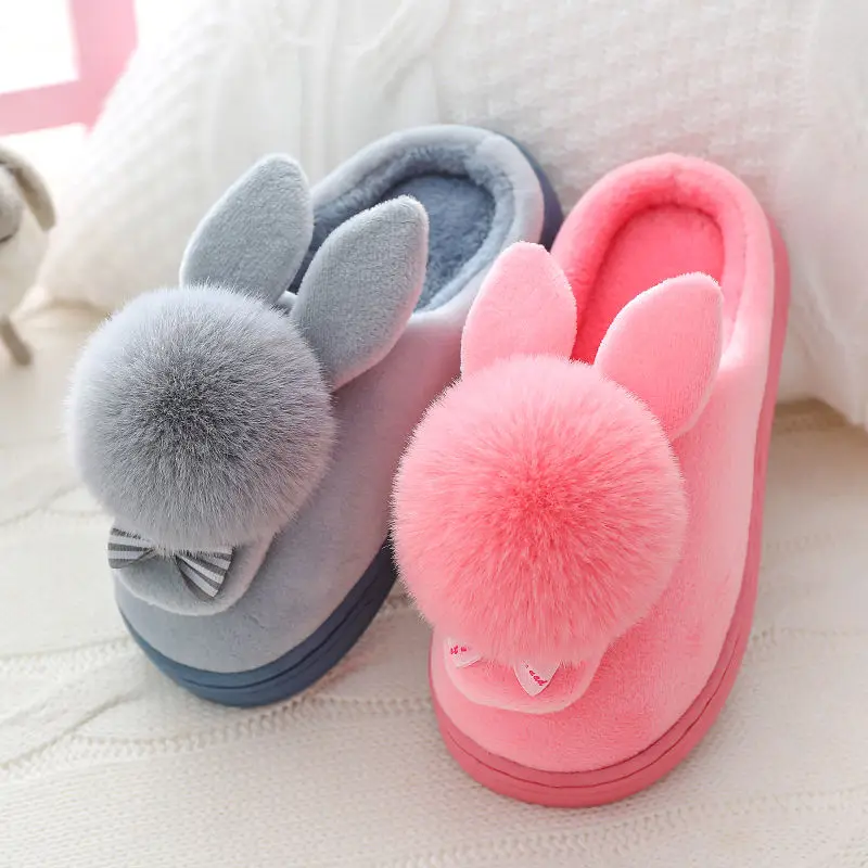 Детские хлопковые тапочки теплые толстые домашние для мальчиков и девочек милые