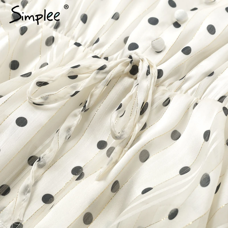 Simplee Elegant polka dots dress women Long sleeve ruffled long cake dresses female Vintage ladies evening party vestidos | Женская