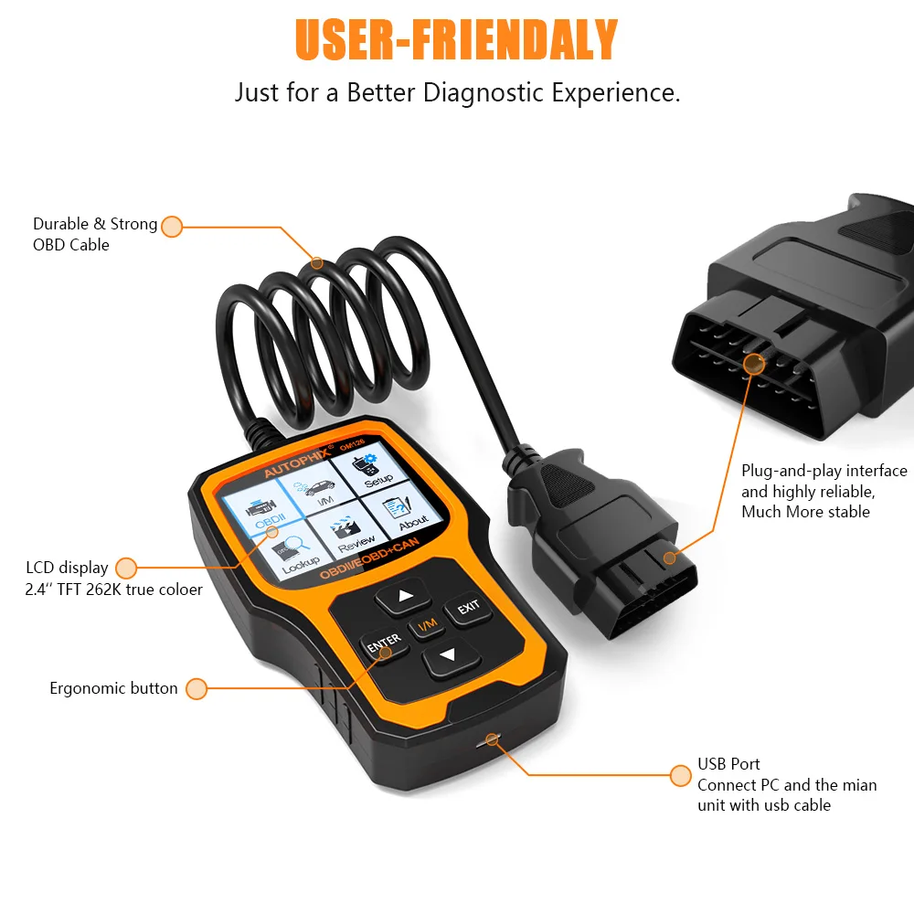 Autophix OM126 Автомобильный сканер полный OBD2 сканер анализатор двигателя для OBD 2 ODB автомобильный диагностический инструмент