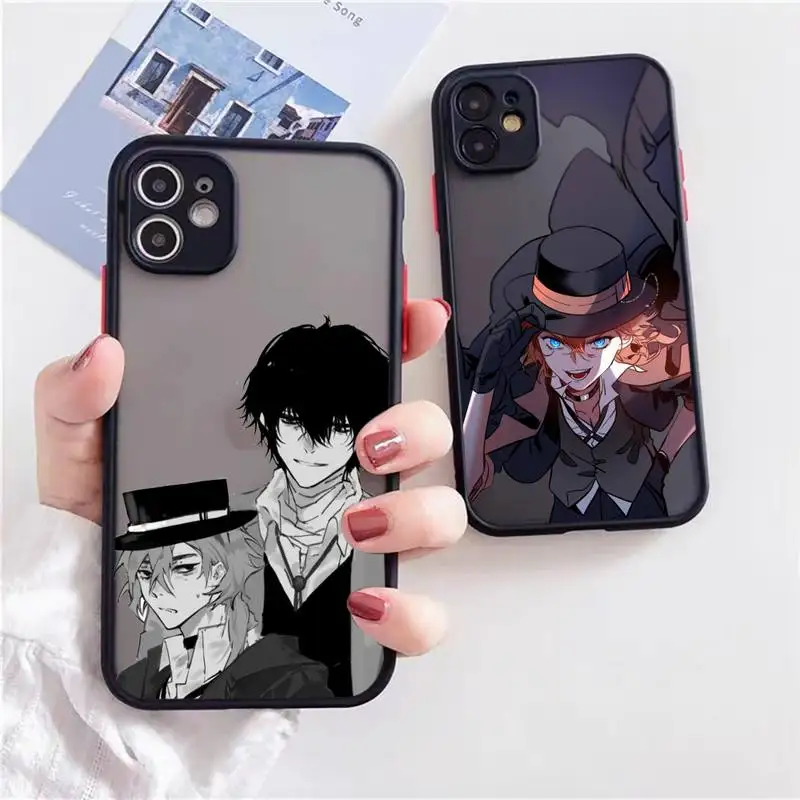 

Bungou Stray Dogs Anime Phone Case For iphone 13 12 11 xr xs x 7 8 pro max Light black Soft TPU Silicone Clear Case Cover