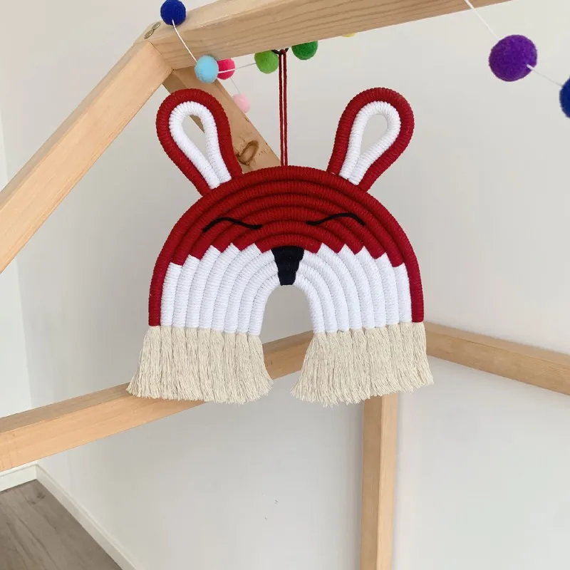 

Macrame Rainbow Pendant Wall Decor for Bedroom Nursery Baby Kids Rooms Colorful Tapestry Rope Woven Tassel Wall Hanging Toys