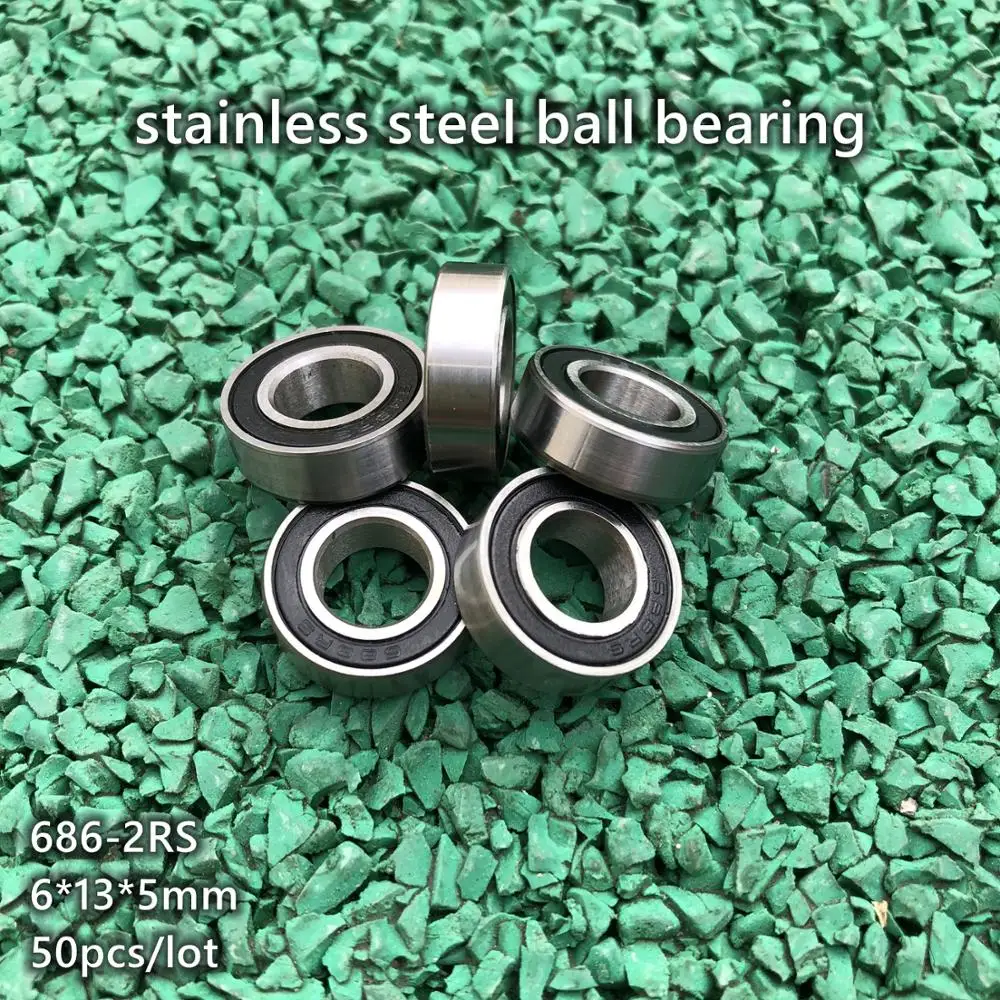 50 шт./лот ABEC-5 S686RS 6*13*5 радиальный шарикоподшипник из нержавеющей стали 6x13x5 мм |