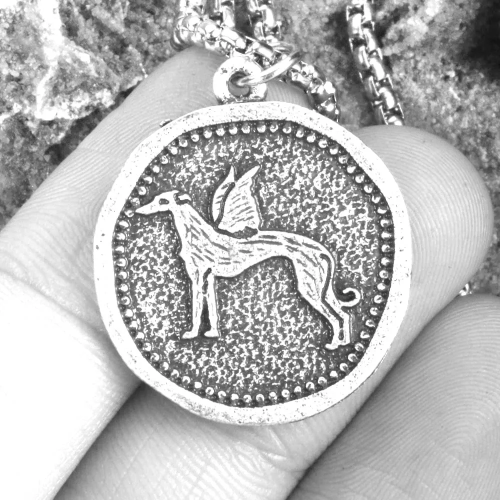 Ожерелье с собакой собака монета медальон-подвеска Whippet спасательные ювелирные изделия серый Хаунд цепи ювелирные изделия