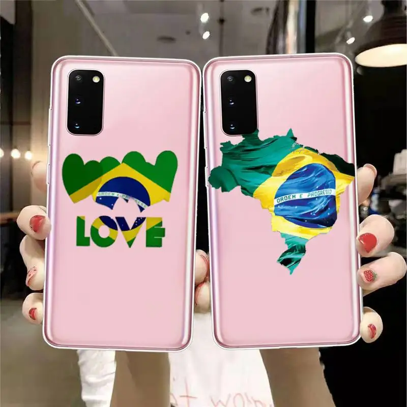 

Brazilian flag design pattern Phone Case Transparent For Samsung Galaxy S Note 8 9 11 20 10 Pro E LITE P Plus A81