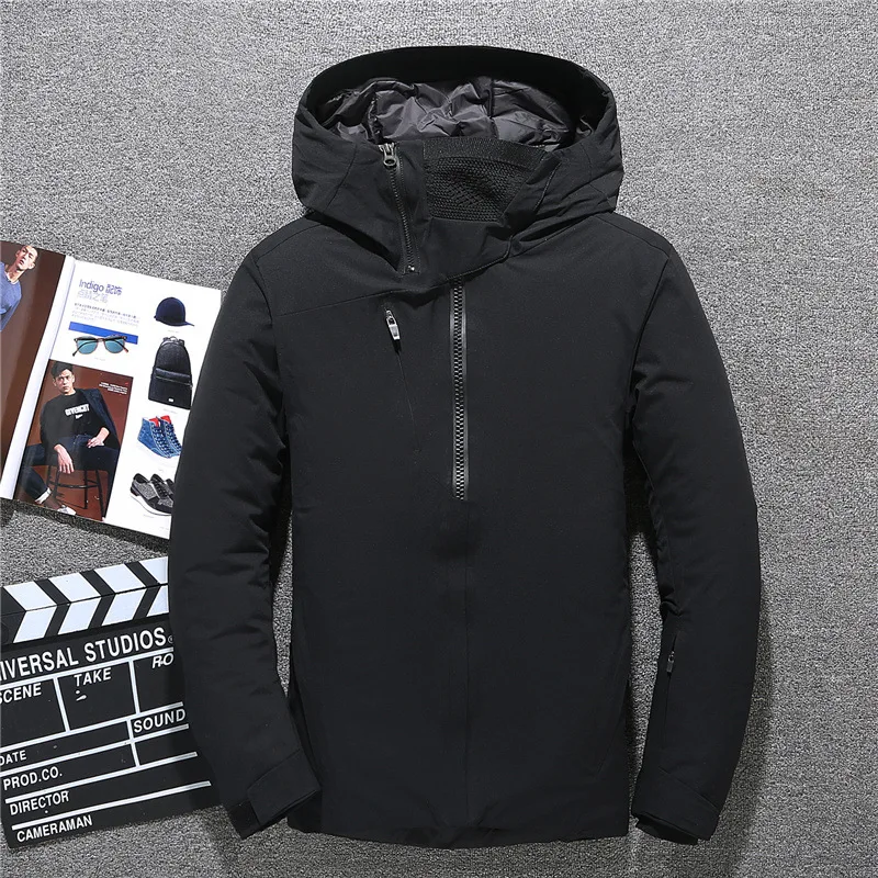 

Winter 2020 New Men's Fashion White Duck Down Jacket Hooded Thick Warm Splice Parka and Coats Male Brand Clothing