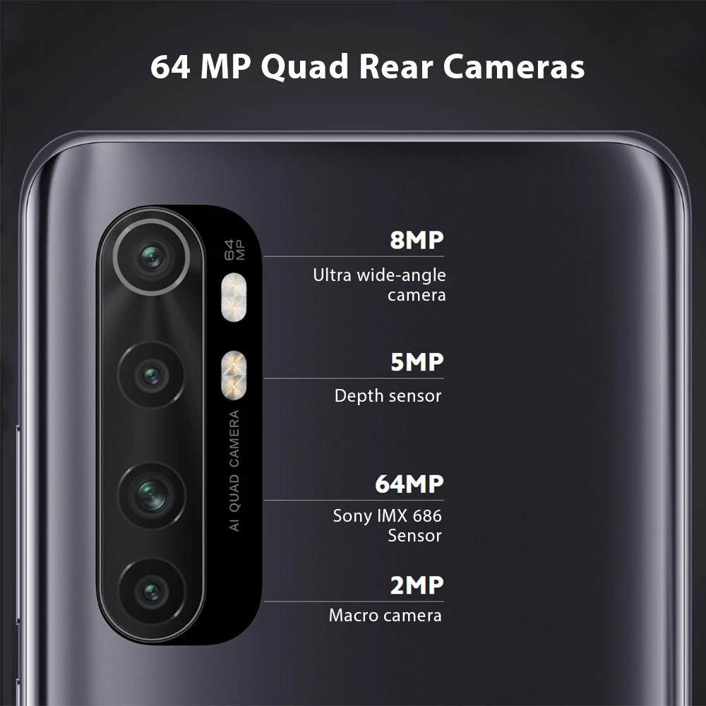 Глобальная версия Xiaomi Mi Note 10 Lite мобильные телефоны 6 ГБ 64 64MP Quad камеры 47