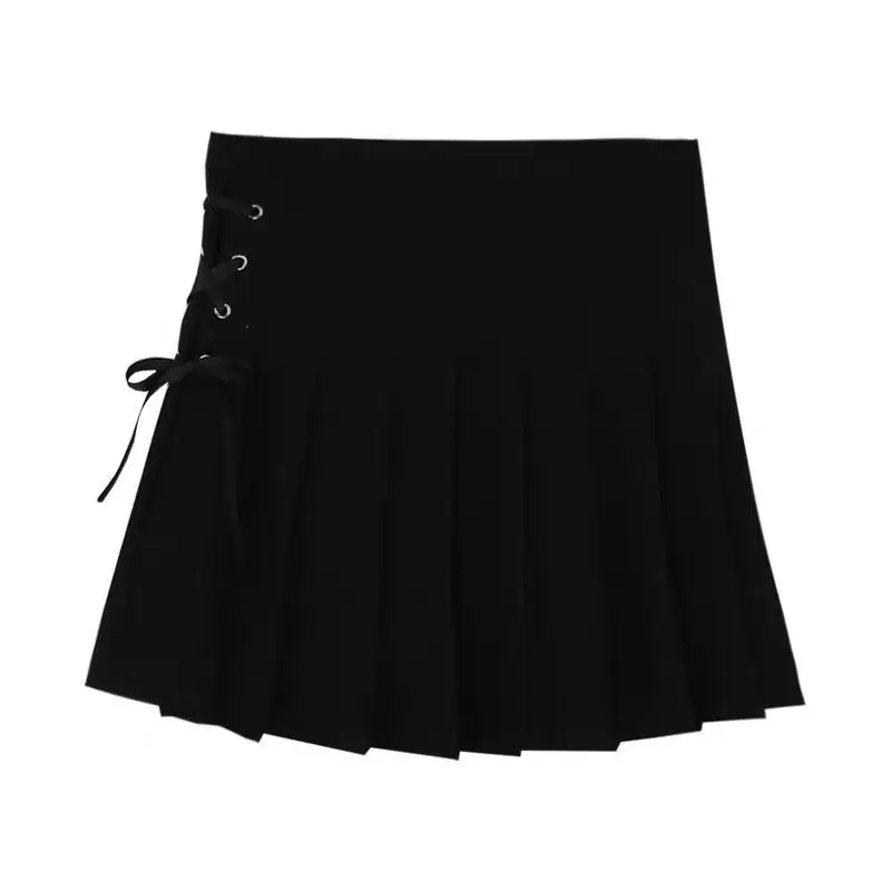 

Mulheres saia plissada verao solido a linha de cintura alta mini saias harajuku gotico punk hip hop arco faldas para ninas