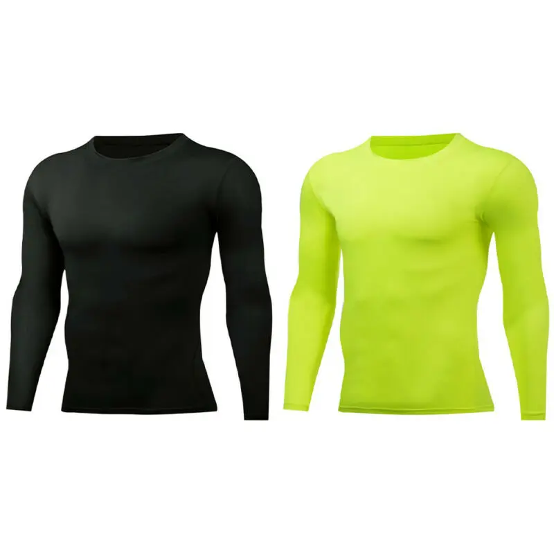 

Men Long Sleeve Compression Slim Fit Sports Fitness Gym T-Shirt Base Layer Tops