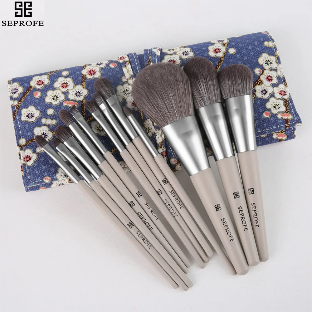 

12 шт. набор кистей для макияжа Пудра Тени для век Тональная основа консилер Румяна Кисть для макияжа губ brochas para maquillaje + модная сумка