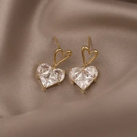 korea new design fashion jewelry exquisite copper inlaid zircon love pendant earrings elegant women wedding party luxury earring