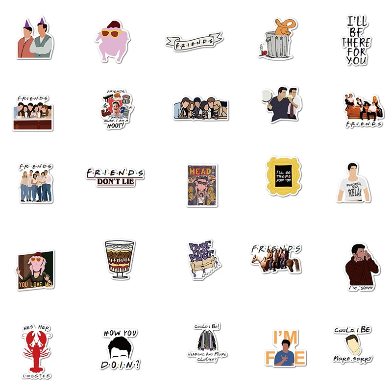 10/30/50Pcs Classic TV Series Friends Waterproof Graffiti Stickers Suitcase Notebook Fridge Skateboard Cup Sticker Wholesale images - 6