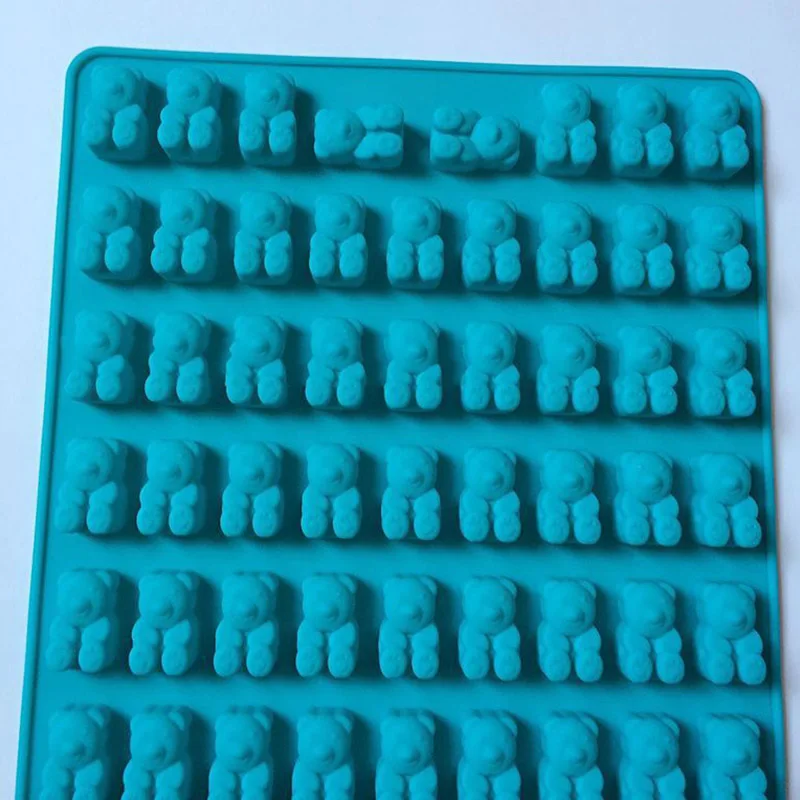 sky blue bear 20 силиконовые полости Gummy Snake Worms шоколадная форма сахар конфеты форма для желе рюмки из льда лоток Форма для пирога инструменты для украшения - Цвет: sky blue bear