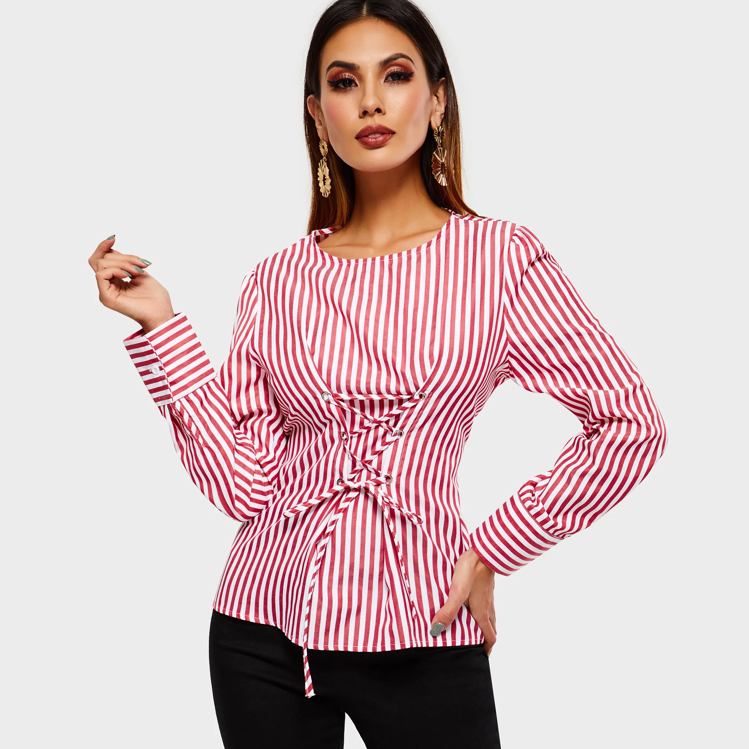 Женская блузка в полоску Clerence повседневная элегантная офисная с длинным рукавом