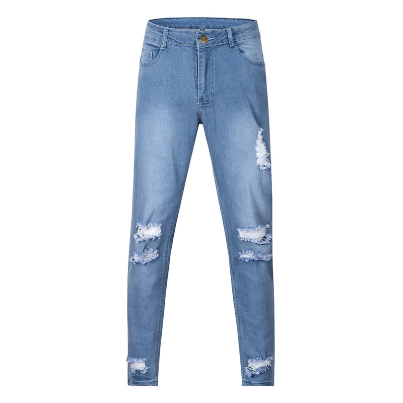 Men's Fashion Causal Pocket Zipper Slim Fit Shredded Long Jeans Pants Trousers Pantalones hombre para New Hot 2019 | Мужская одежда