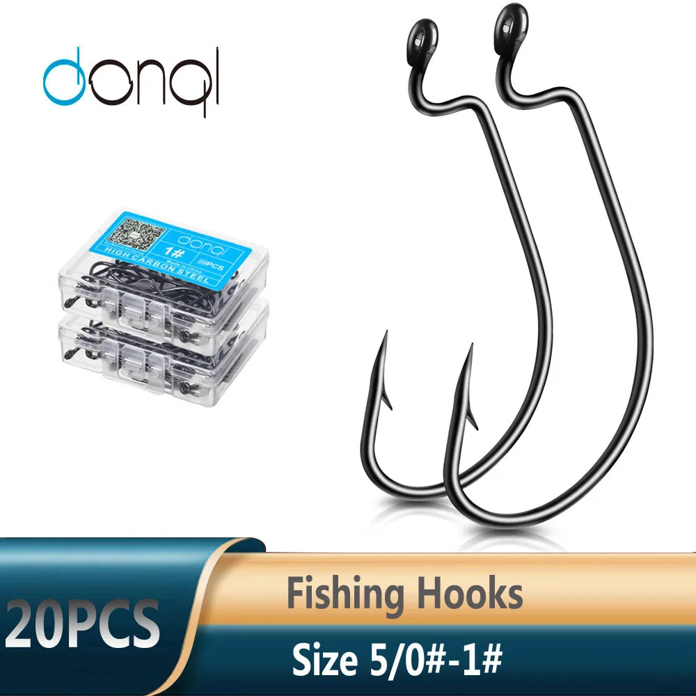 Рыболовные крючки DONQL 20 шт./кор. с широкой кривошипом из углеродистой стали