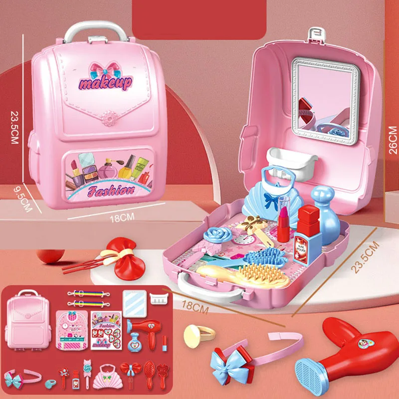 Children Play House Toy Backpack Simulation Makeup Medical Tools Cooking Kitchen Baby Pretend Toys Gifts