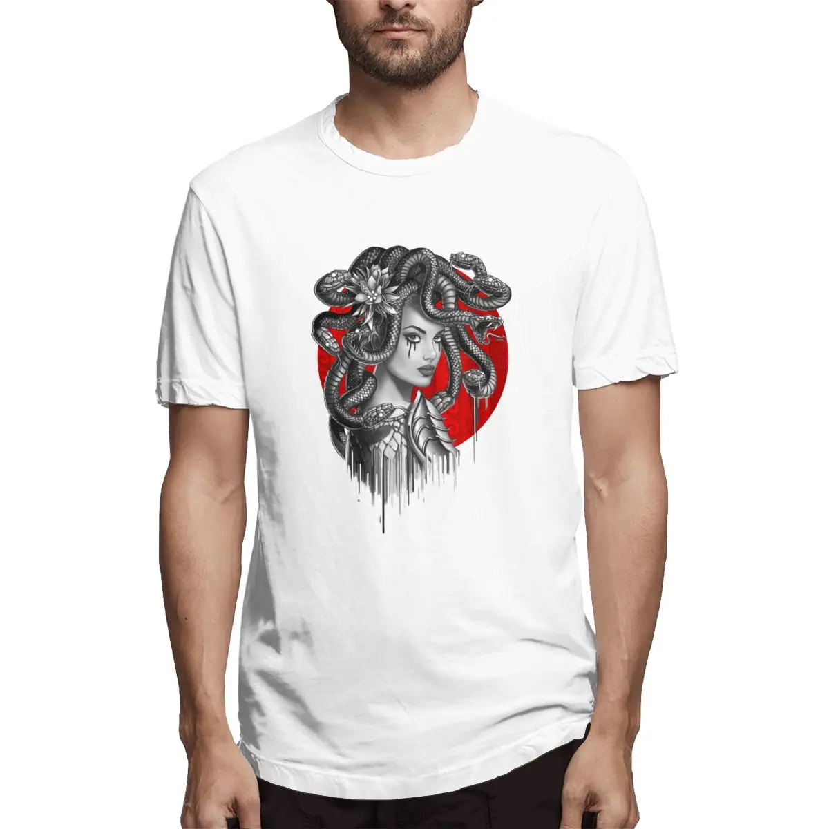 

MEDUSA - Snake Head Girl From Greek Myth Tattoo Graphic Tee Men's Short Sleeve T-shirt Funny Tops
