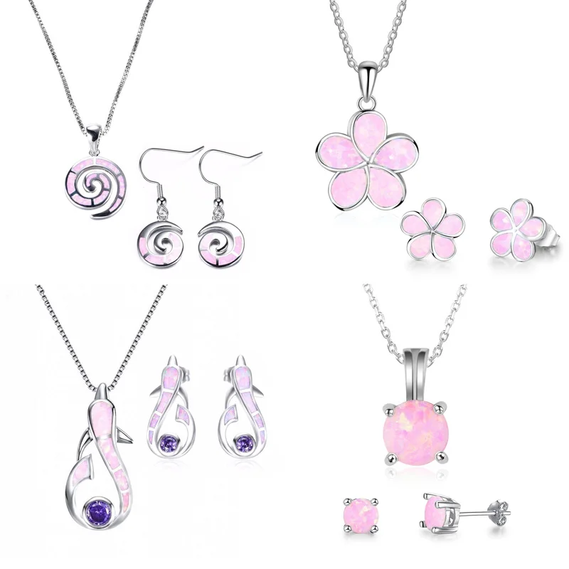 

20 Sets Fashion Temperament Jewelry Sets Exquisite CZ Stone Pendant Necklace Earrings for Women Anniversary Jewelry Set Gift