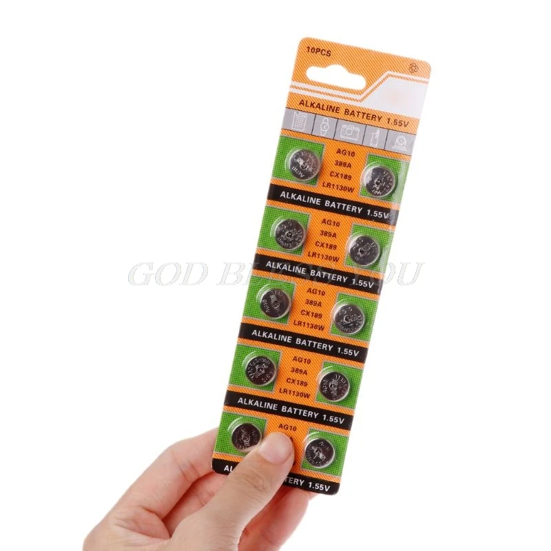 

10PCS Button Coin Cell Battery AG10 1.5V Watch Batteries SR54 389 189 LR1130 SR1130 Toys Control Remote Drop Shipping