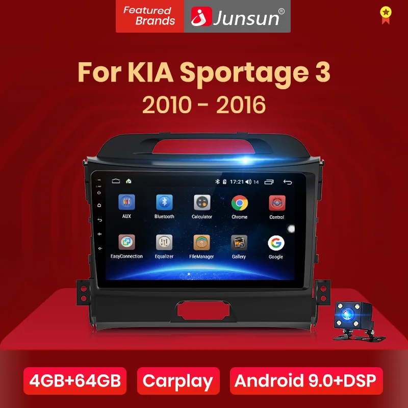 Junsun V1 pro 4G+ 64G CarPlay Android 9,0 DSP для KIA Sportage 3 4 2010- автомобильный Радио мультимедийный видео плеер Navi gps 2 din dvd
