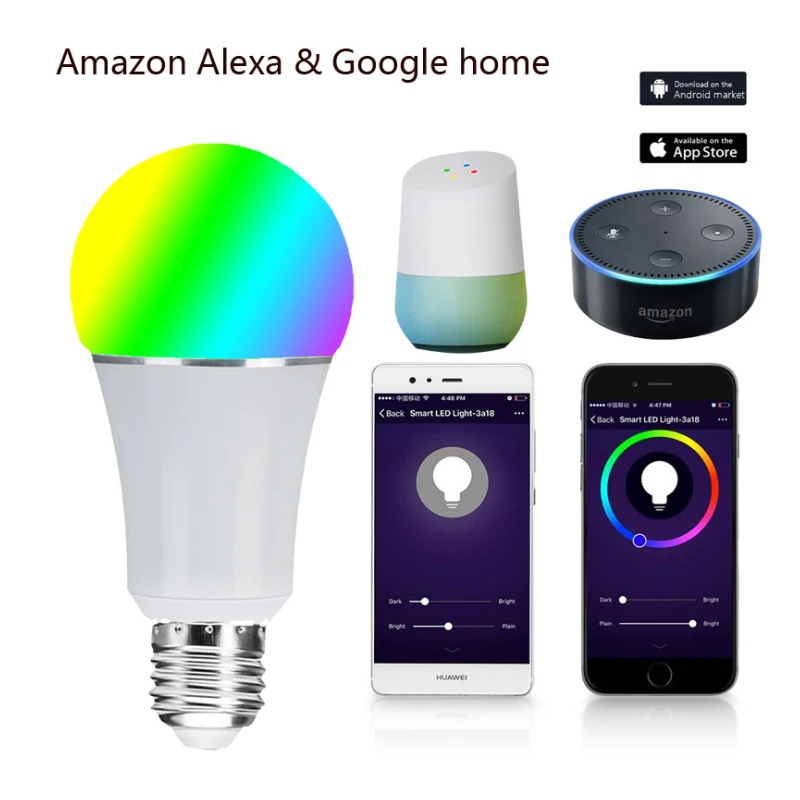 Светодиодная лампа 7 Вт светильник WiFi умный RGB Цвет изменение Светильник лампы Alexa