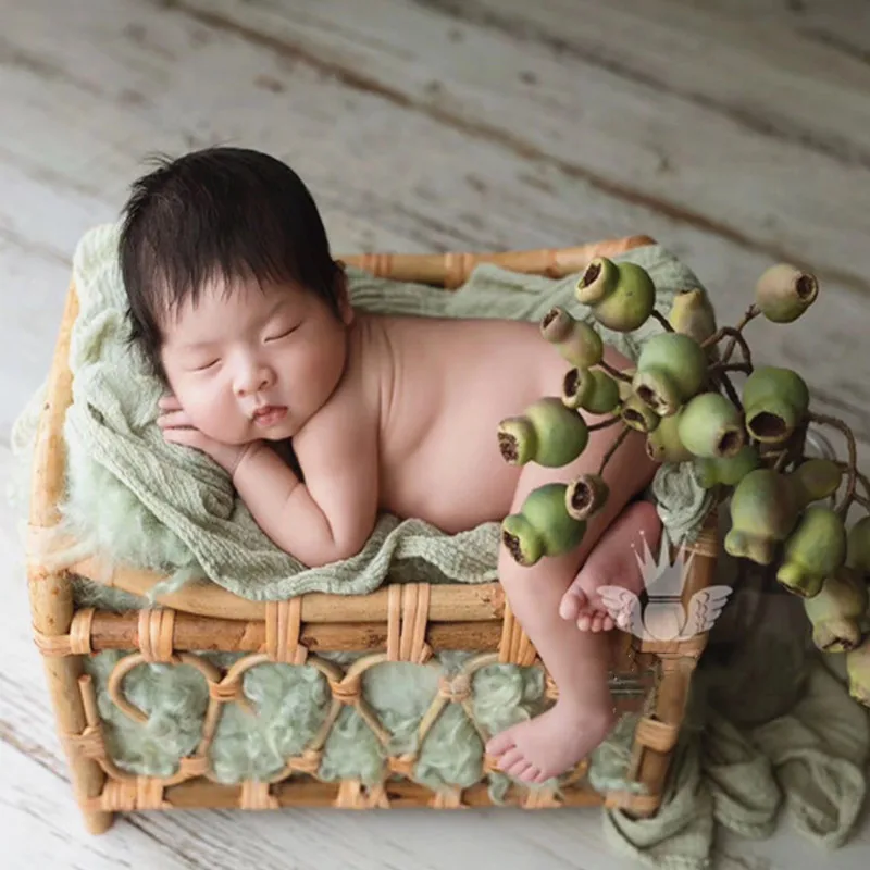 Newborn Photography Props Infant Photography Accessories for Baby Photo Retro Woven Basket Studio Baby Photography Shoot Props