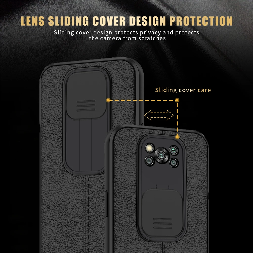 for poco x3 pro case camera lens protect phone cover for poco x3 nfc x 3 pro x3pro little lychee pattern leather silicone coque free global shipping
