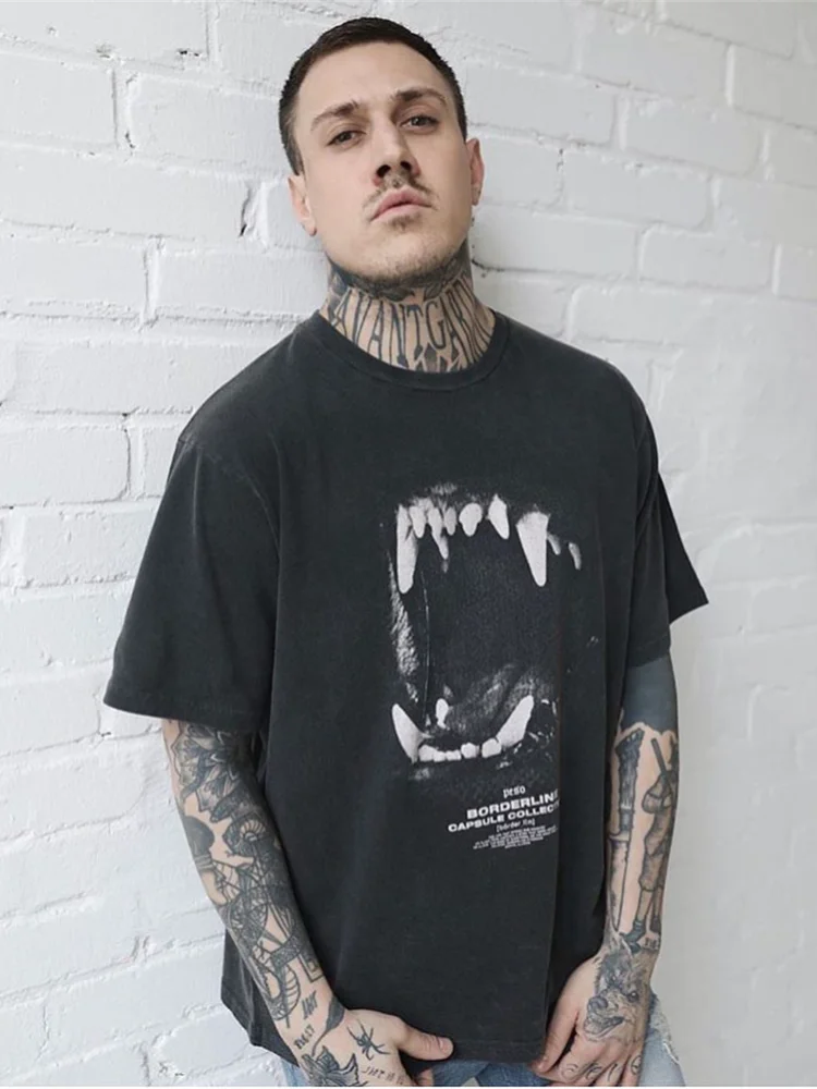 

Men Women 1:1 Best Quality T-shirt High Street Summer Style Vintage Tops Tee Spike Print PESO T Shirt