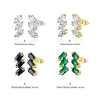 WOSTU Настоящее 925 стерлингового серебра блеск блоки серьги-гвоздики с цирконием, серьги для женщин, стильные ювелирные изделия из серебра CQE1051