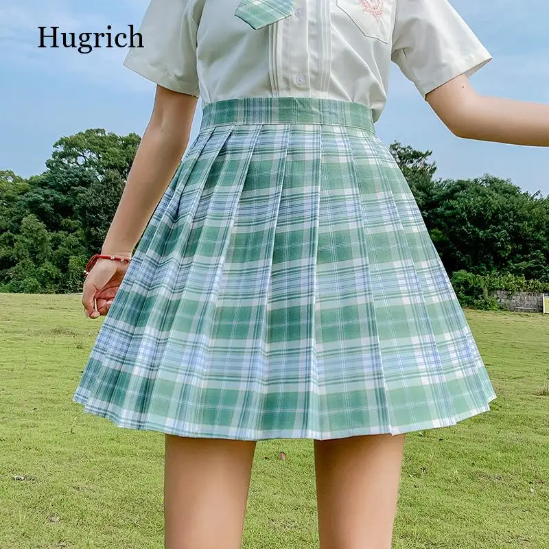 

New Summer Women Skirts 2021 High Waist Girl's Pleated Skirt Korean Japanese Style Ladies Sweet Plaid Mini Skirts for Women