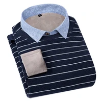 aoliwen brand men turtleneck round neck button decorated warm sweater 2021 new winter striped thicken plus velvet slim sweater