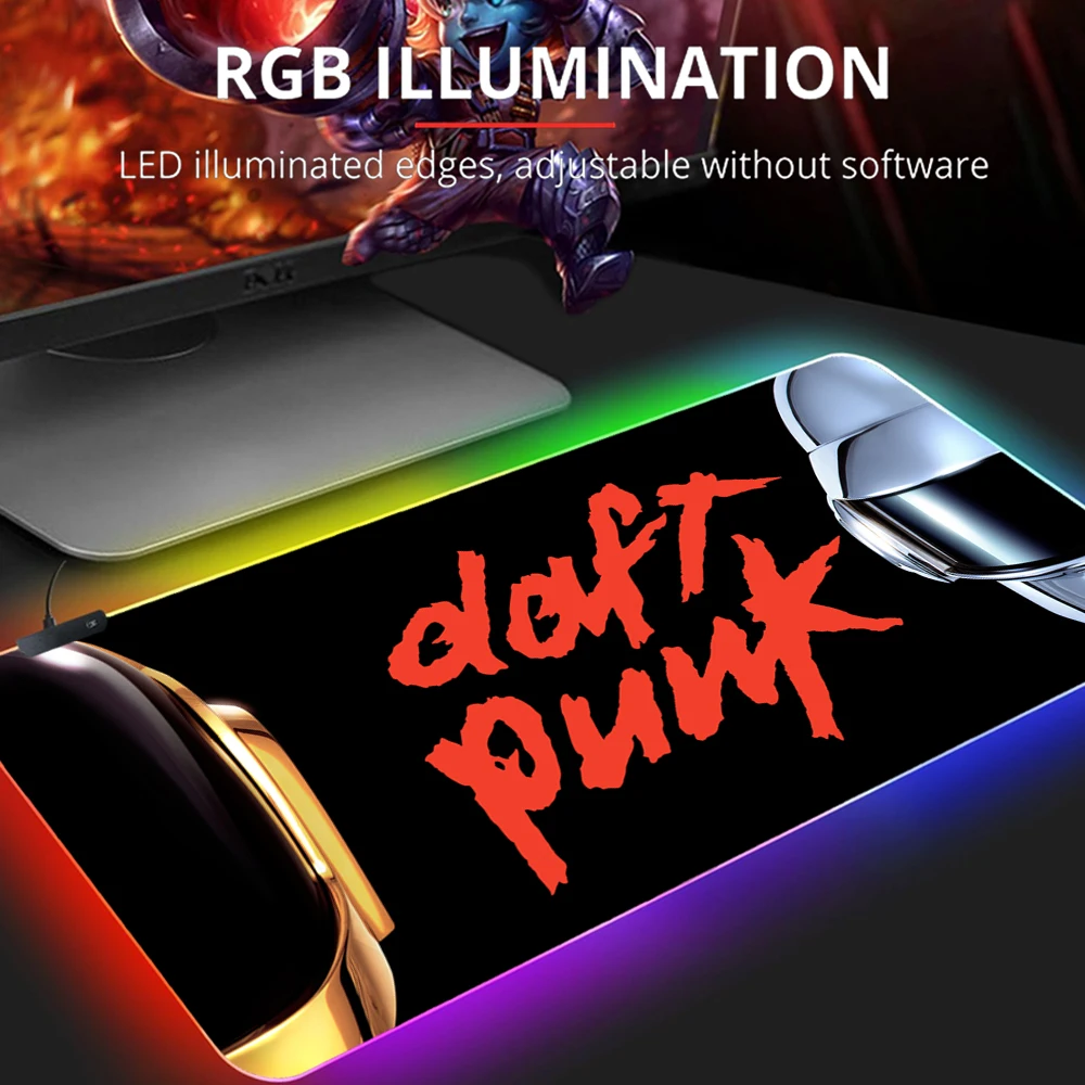 

Daft Punk Anime Mouse Pad Gamer RGB Mousepad Xl Backlit Mat Gaming Accessories Diy Computer Desk Mouse Mats Xxl Mause Ped Mice