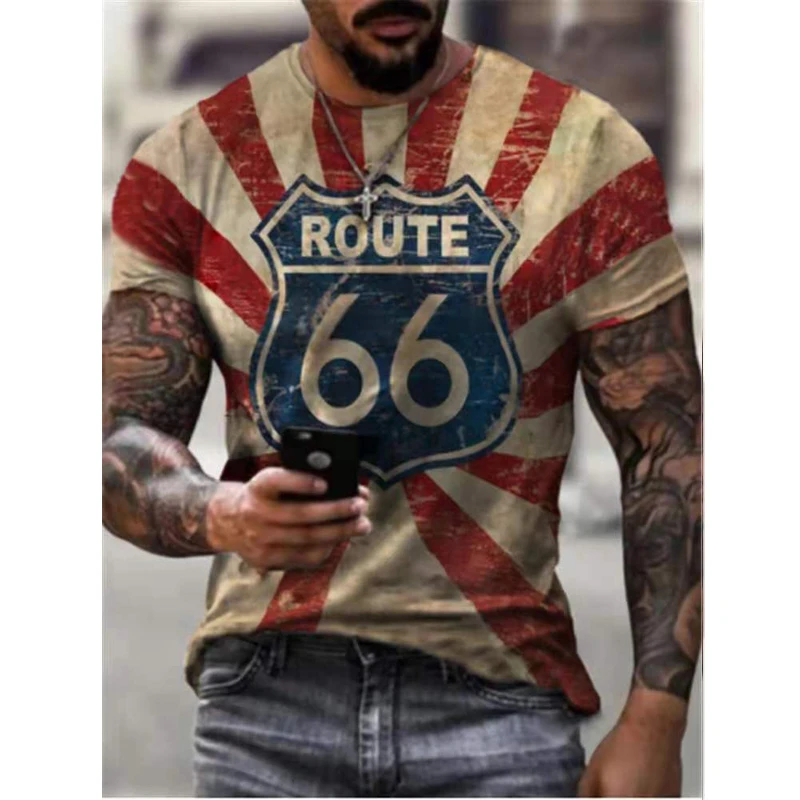 

2021 Summer New Style 3D Printing Personality Fashion Trendy Menswear 66 Pattern Men's Casual T-Shirt Young Handsome TShirt Top