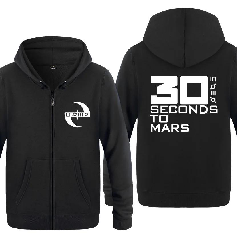 

30STM 30 Seconds To Mars Logo Rock Hoodies Men Fleece Long Sleeve Zipper Hooded Jacket Man Hip Hop Sweatshirt Streetwear Coat