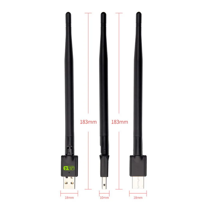 150Mbps Wireless WiFi Adapter 5dB Wifi Antenna Network Card Portable USB Receiver For PC Desktop Laptop |