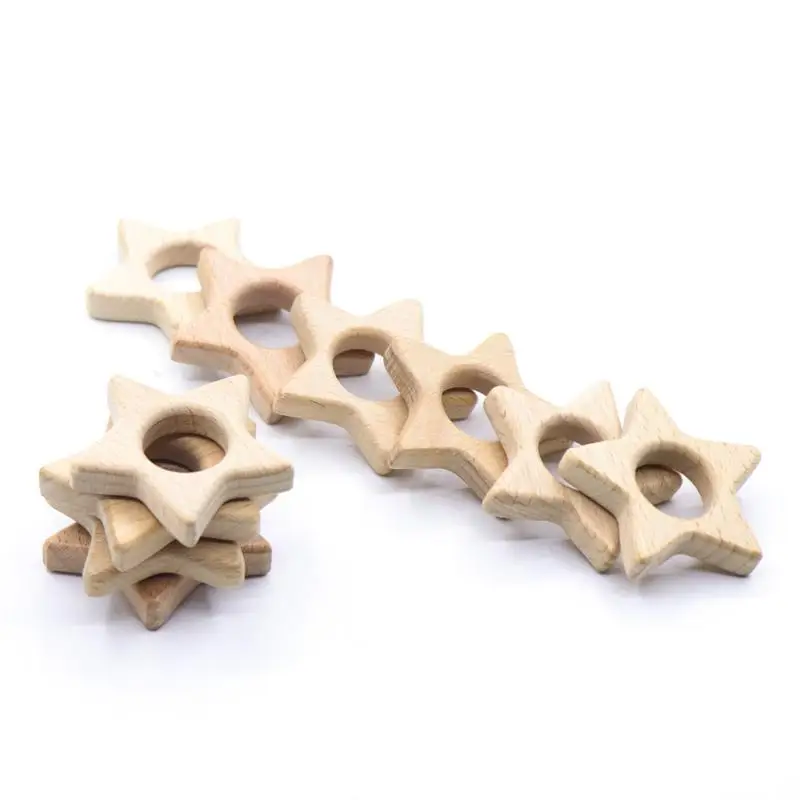 UXDXU деревянный звезды прорезывание зубов кольца натуральные ручной работы