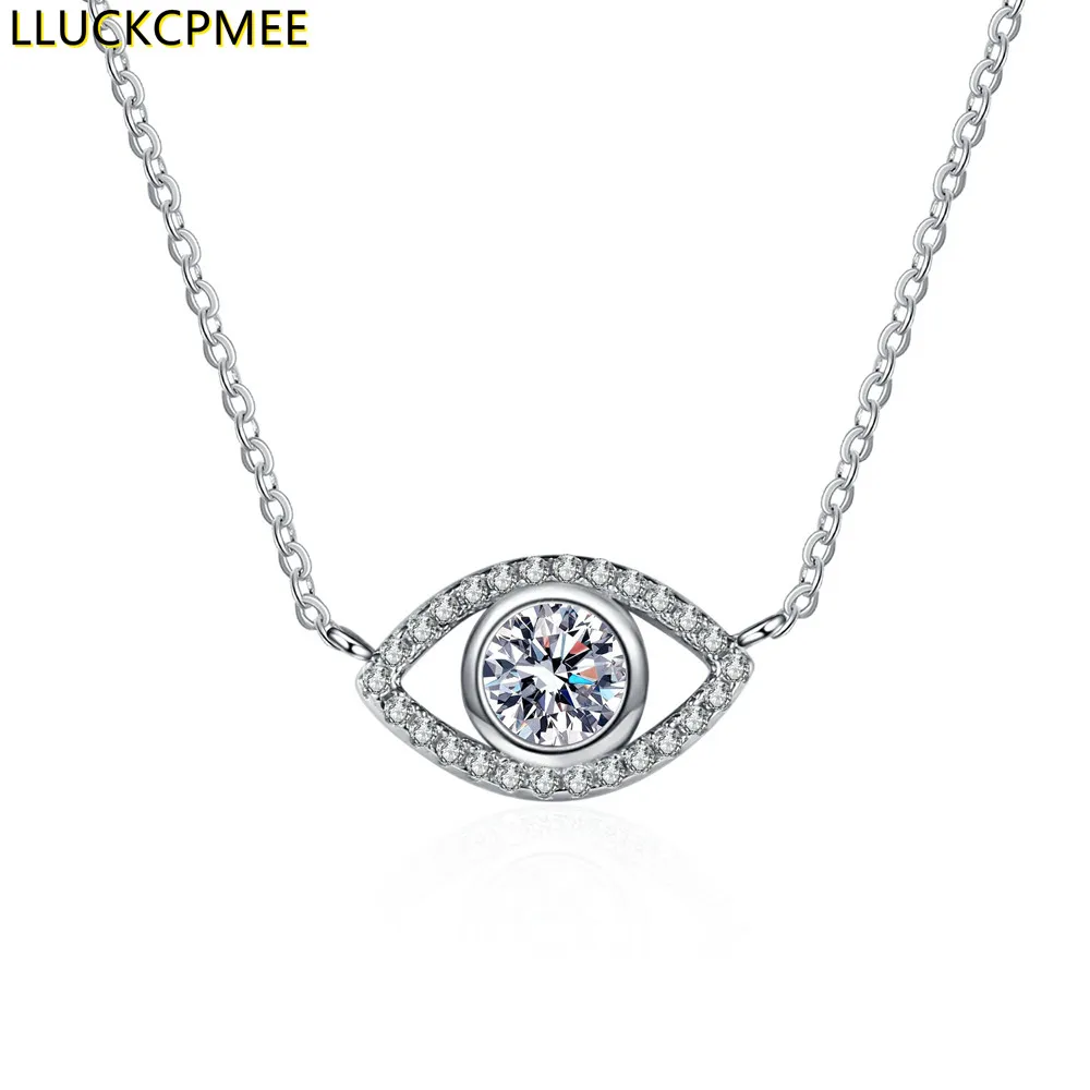 

Angel Eyes S925 Sterling Silver Necklace Simple Inlaid Moissan Diamond Women's Clavicle Chain Jewelry Pendant Necklaces