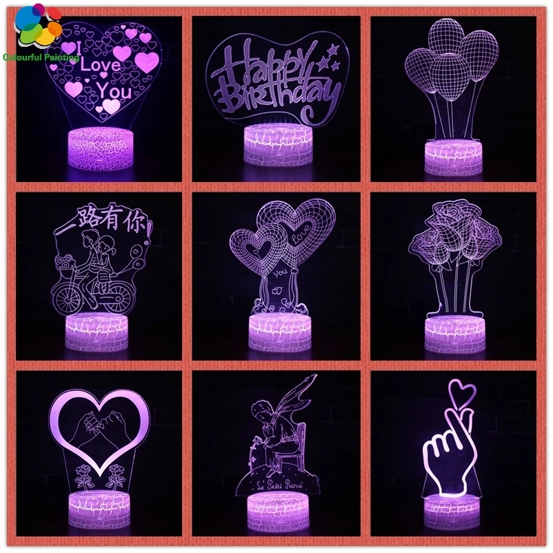 Пульт дистанционного управления любовь сердце подарок 3D свет светодиодный