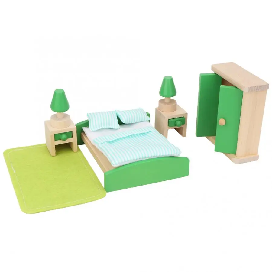 Дети кукольный домик Декор миниатюрная мебель спальня кухня детская комната