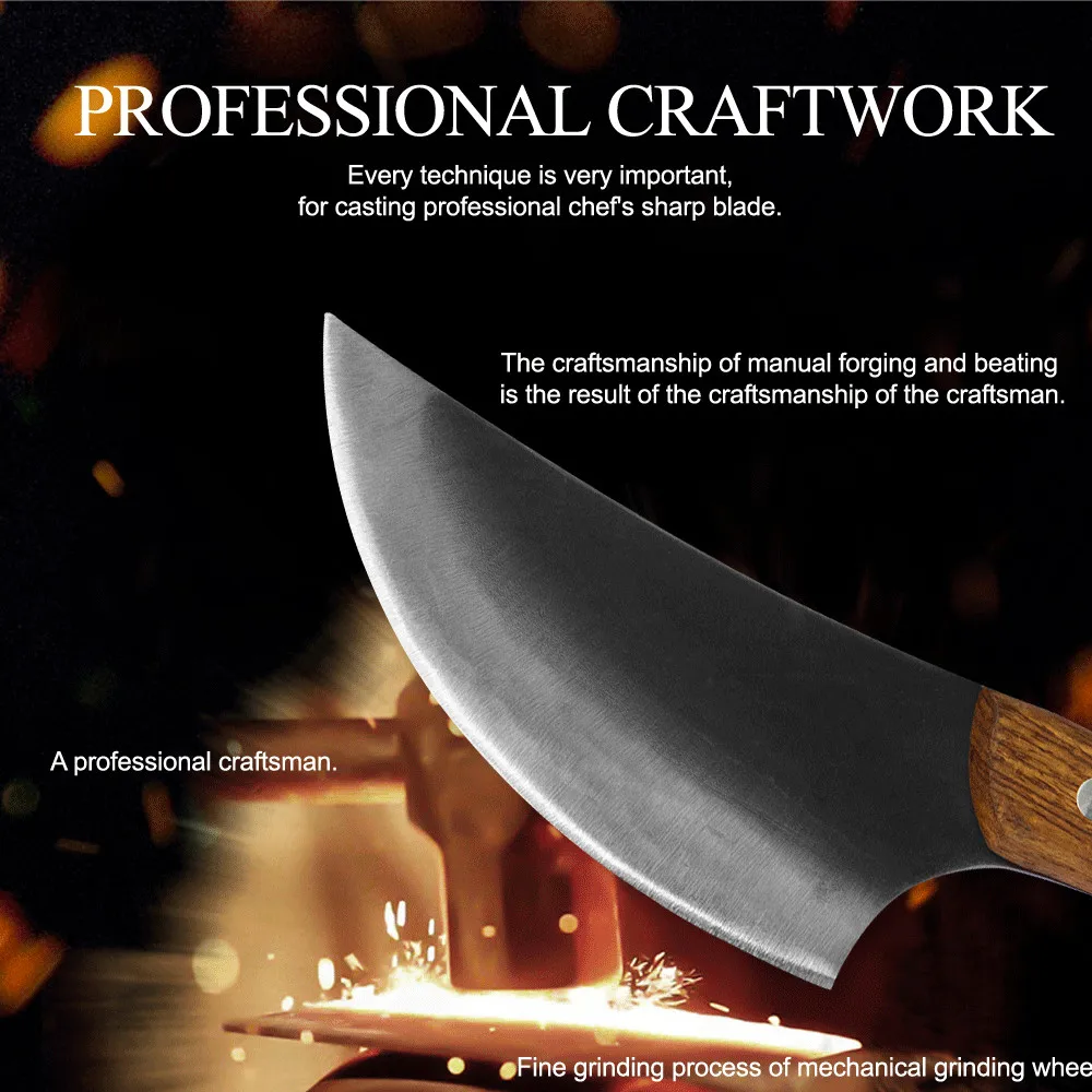 Ручной работы для улицы мясника кованые кухонные ножи высокоплакированная сталь